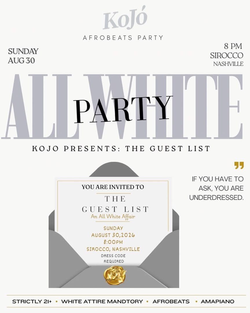 KOJO All White Party — The Guest List flyer